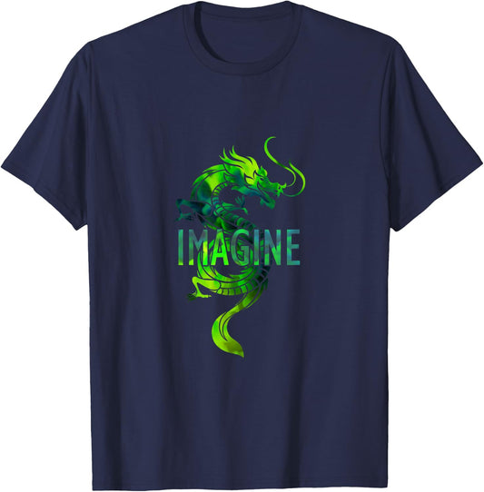 Imagine Fantasy Dragon Tattoo Style T-Shirt - T-Shirt | Navy