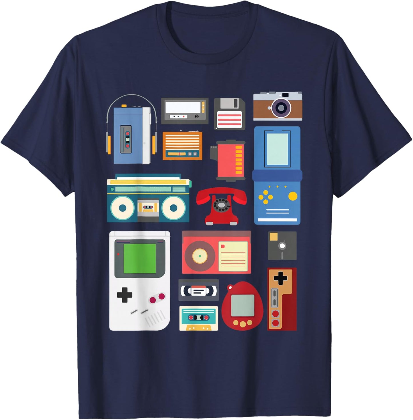 Retro/Vintage 90s Technology Old Gadgets Gift T-Shirt - T-Shirt | Navy