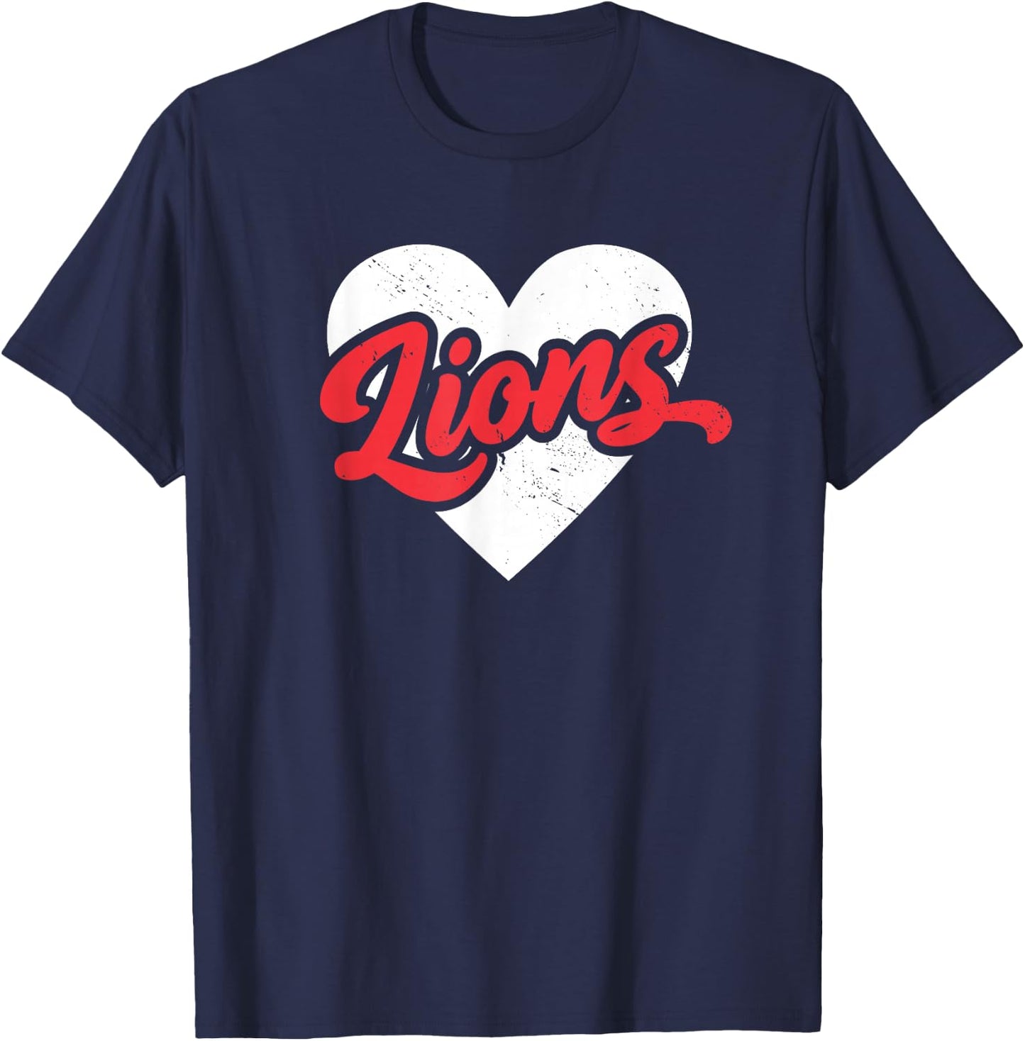 Vintage Lions High School Go Lions Pride Heart T-Shirt - T-Shirt | Navy