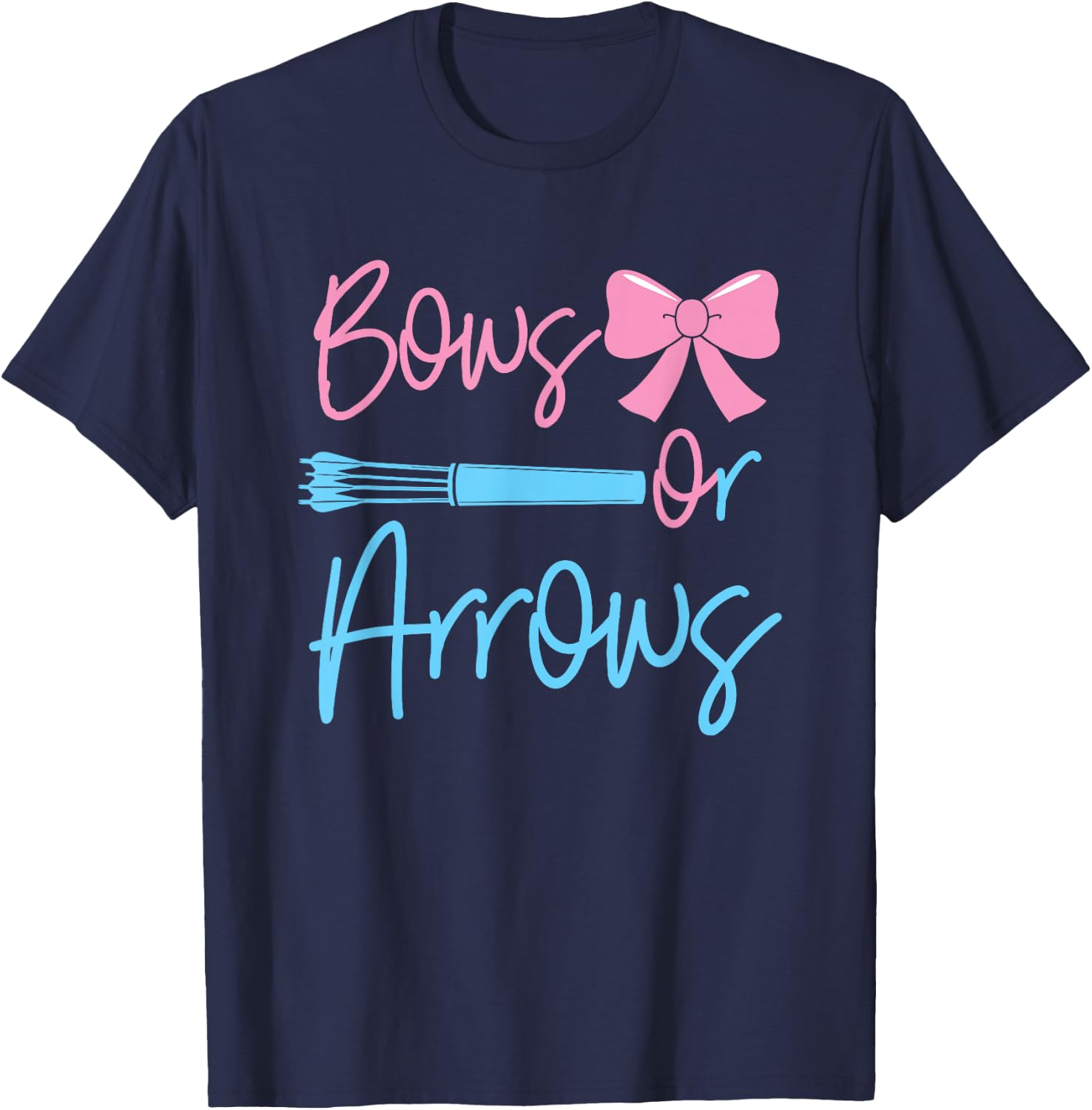 Bows or Arrows gender reveal party idea for mom or dad T-Shirt - T-Shirt | Navy