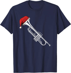 Santa Trumpet Christmas Jazz Music Xmas | For Trumpet Player T-Shirt - T-Shirt | Navy