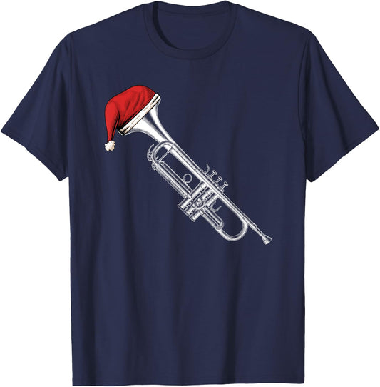 Santa Trumpet Christmas Jazz Music Xmas | For Trumpet Player T-Shirt - T-Shirt | Navy