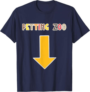 Funny Guys Adult Humor Petting Zoo Arrow Down T-Shirt - T-Shirt | Navy