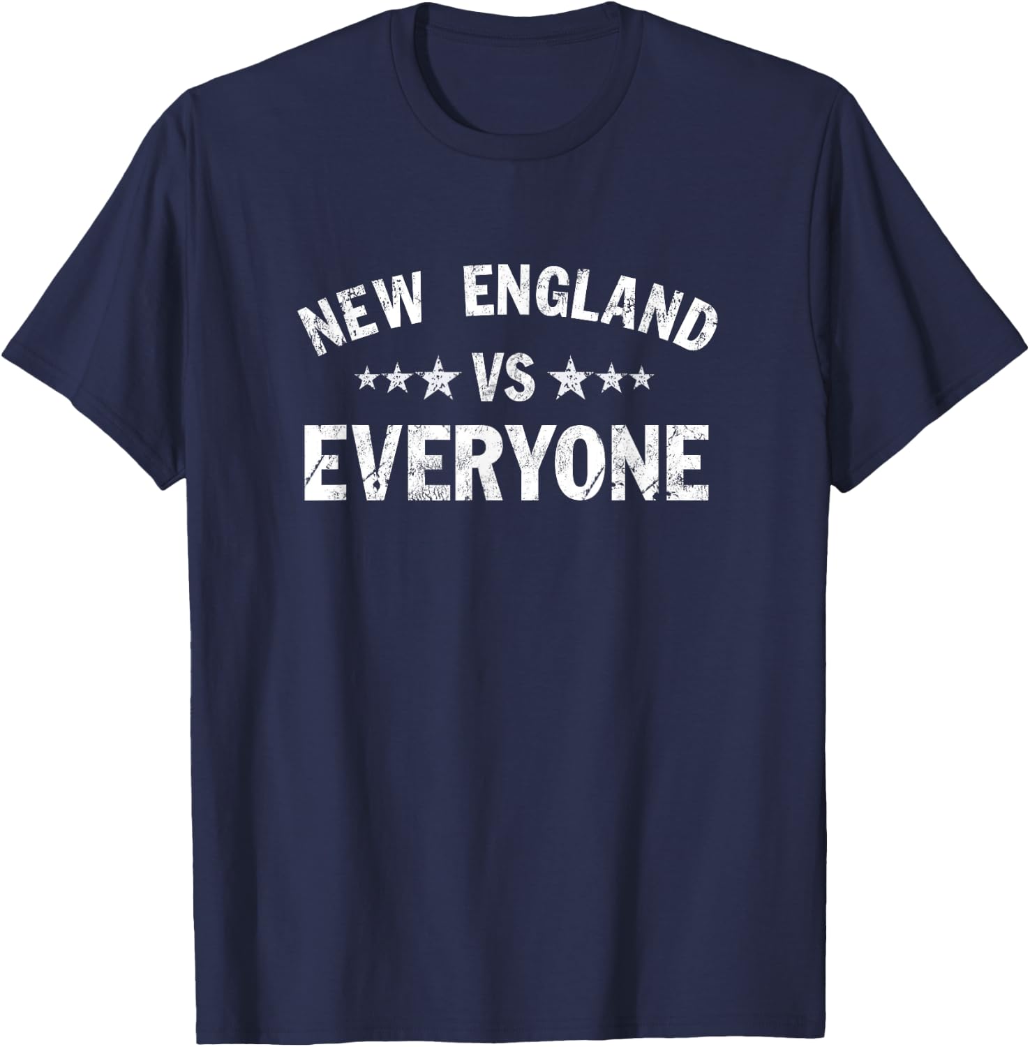 New England VS Everyone Vintage Distressed Graphic T Shirt T-Shirt - T-Shirt | Navy