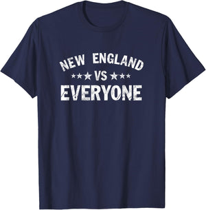 New England VS Everyone Vintage Distressed Graphic T Shirt T-Shirt - T-Shirt | Navy