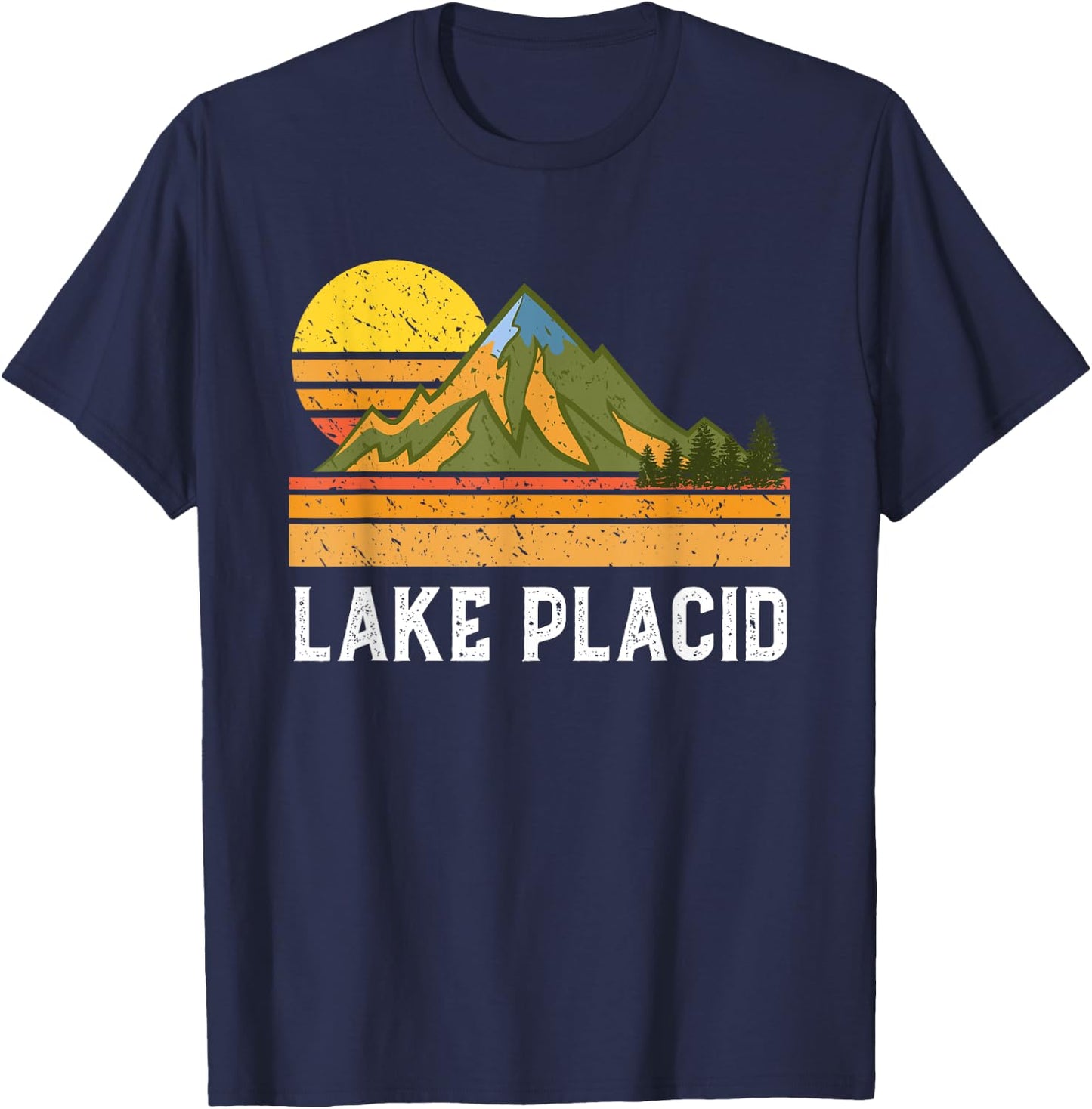 Mountain Sunset Vacation Gift- Lake Placid New York T-Shirt - T-Shirt | Navy