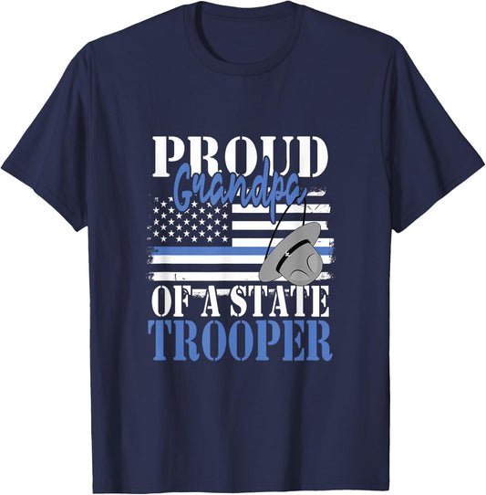 Proud Grandpa of a State Trooper Police Officer Graduation T-Shirt - T-Shirt | Navy