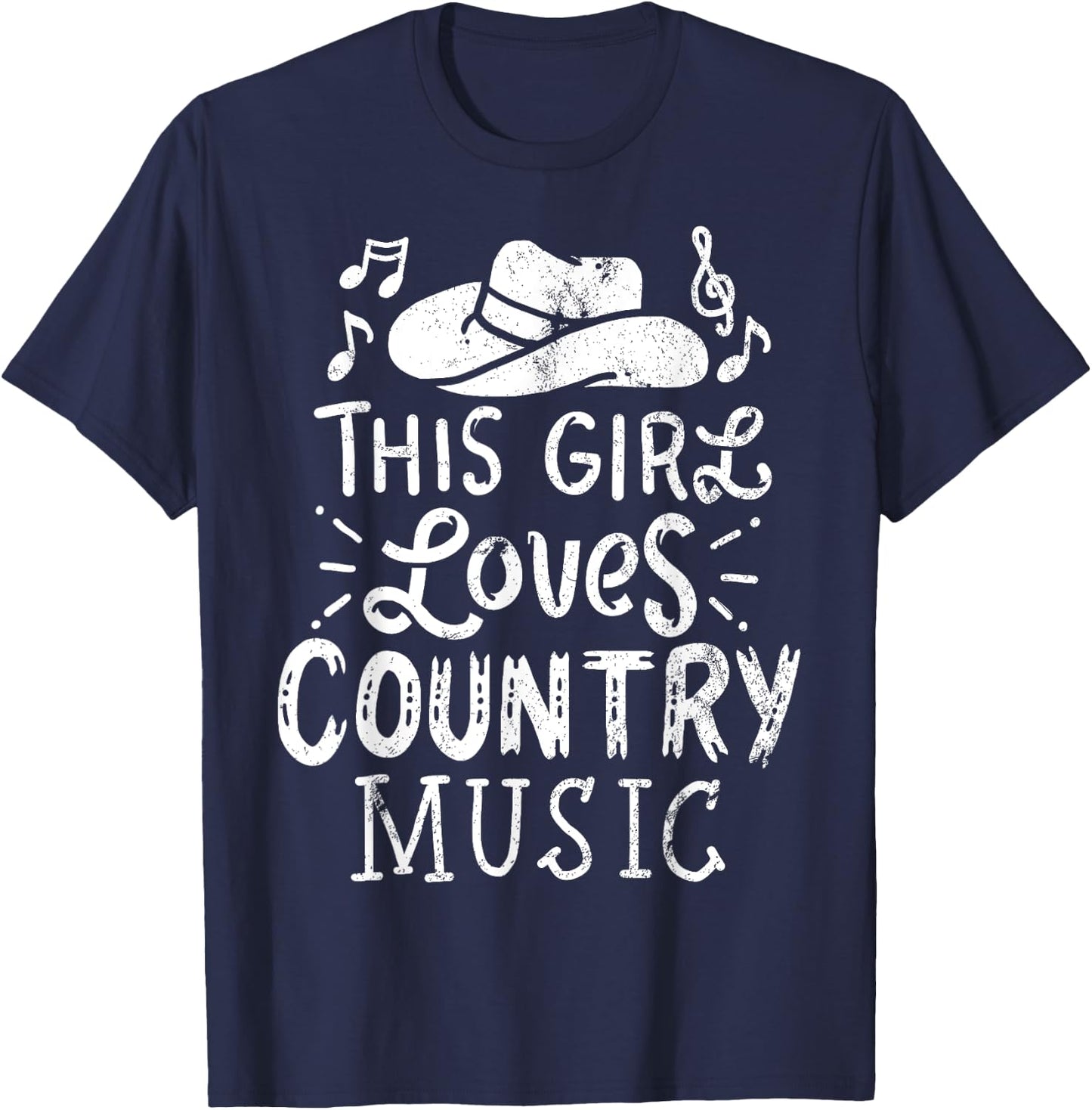 Country Music Western Hat Musician T-Shirt - T-Shirt | Navy