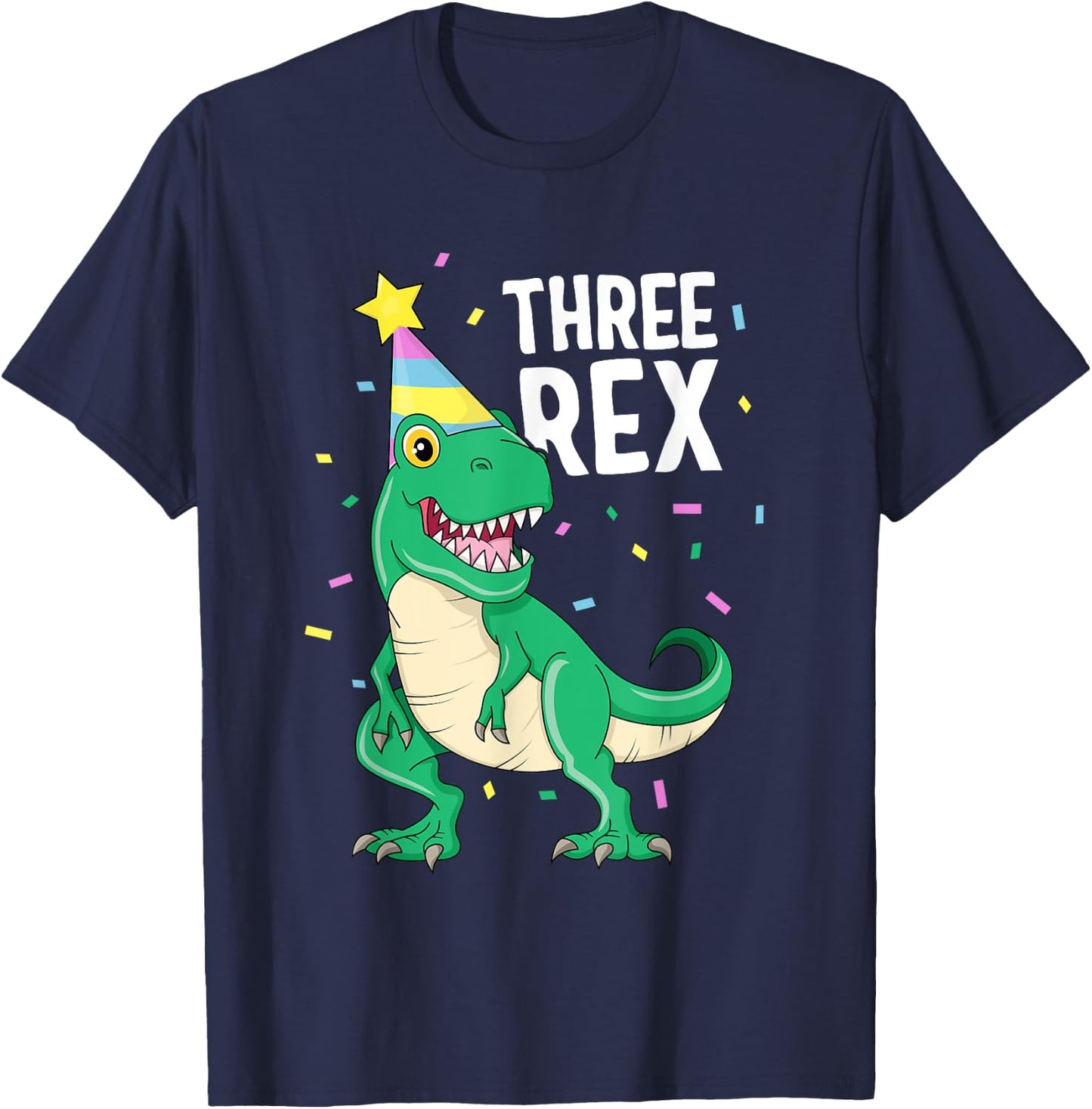 Three Rex 3rd Birthday Boy T-Rex Dinosaur Party Happy Third T-Shirt - T-Shirt | Navy