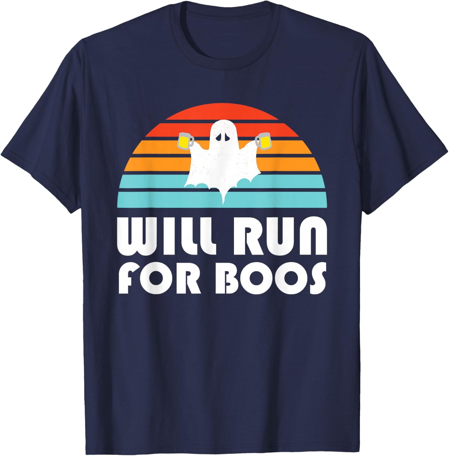 Halloween Running Will Run For Boos Beer T-Shirt - T-Shirt | Navy