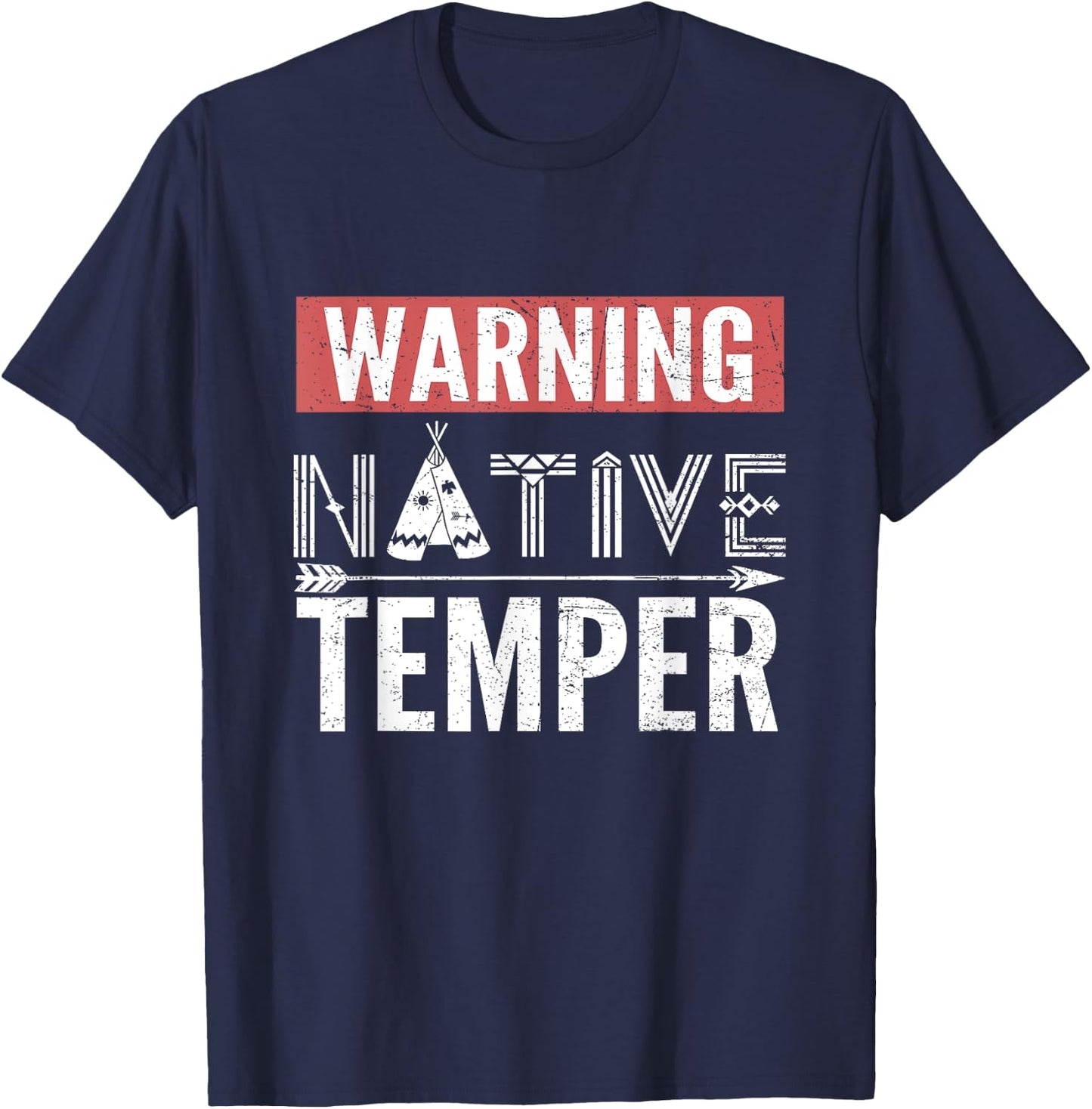 Warning Native Temper Funny Indigenous American T-Shirt - T-Shirt | Navy