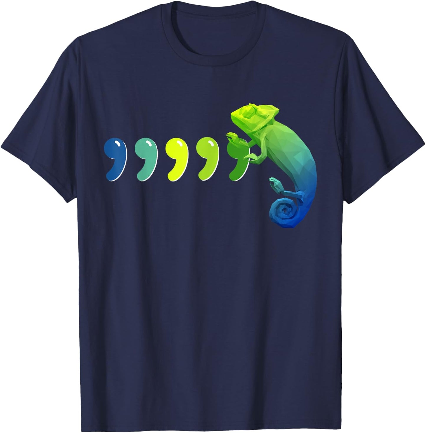 Comma Chameleon Shirt Funny 80s Throwback Retro Gift T-Shirt - T-Shirt | Navy