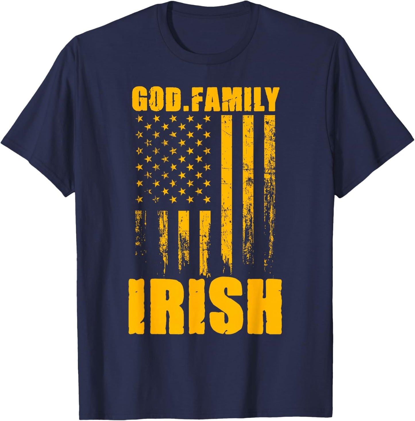 Notre Dame Irish God. Family. Vintage USA Flag T-Shirt - T-Shirt | Navy
