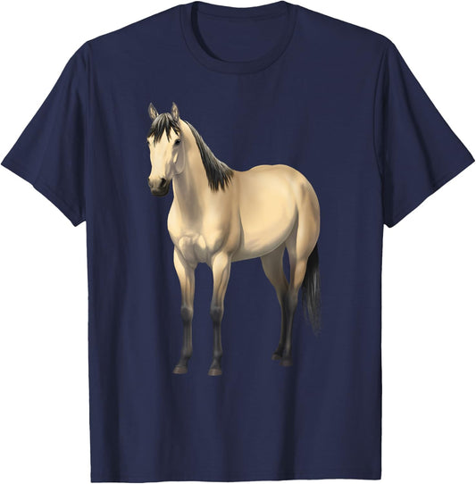 Beautiful Buttermilk Buckskin Quarter Horse T-Shirt - T-Shirt | Navy