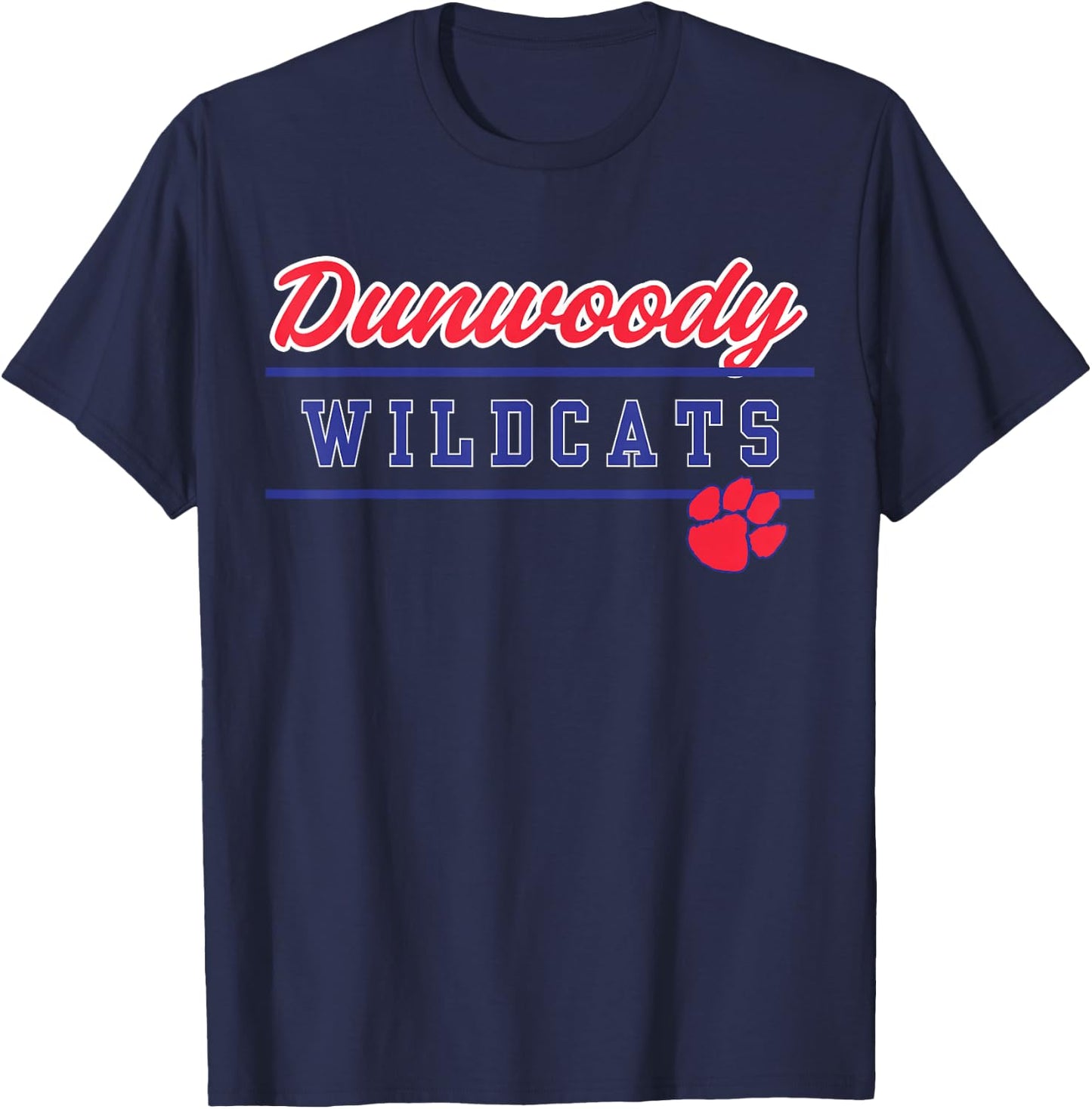 Dunwoody High School Wildcats Lined Up T-Shirt - T-Shirt | Navy