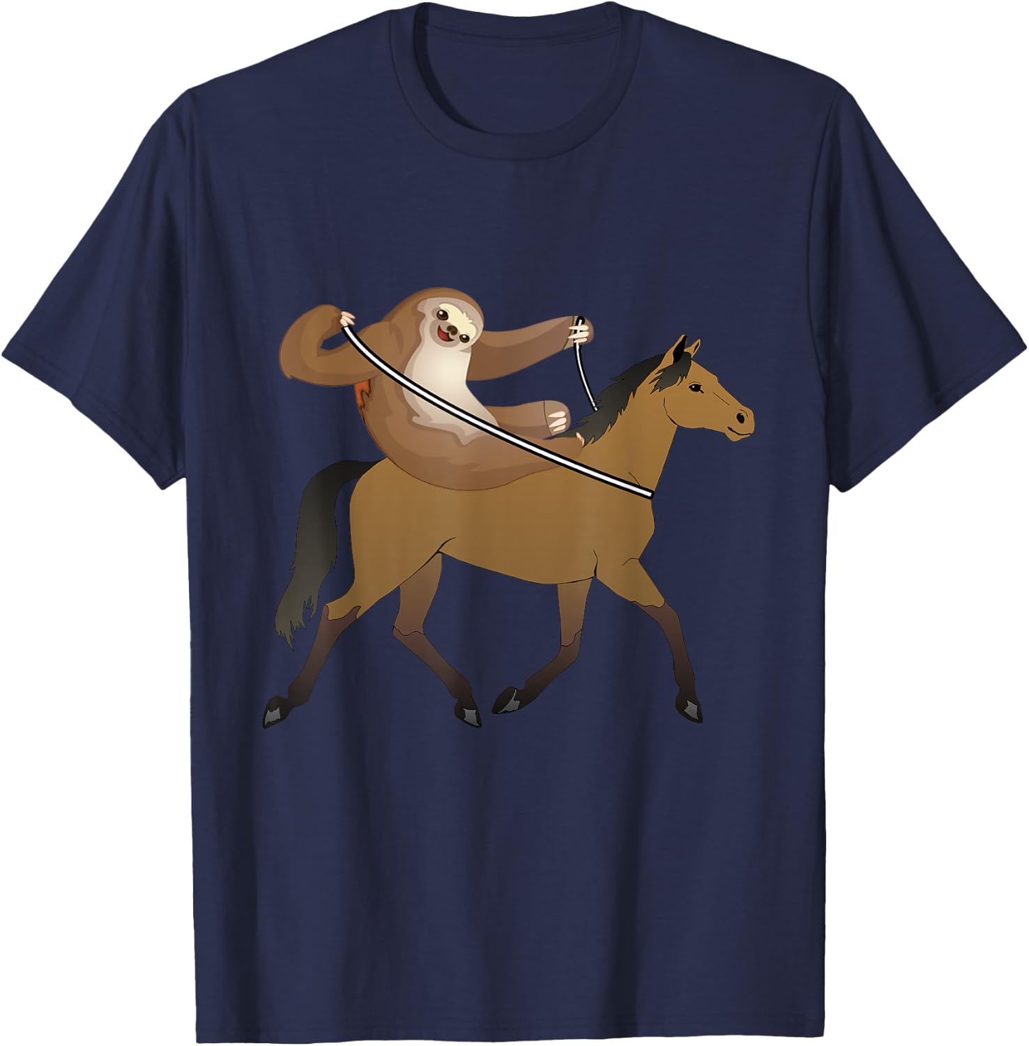 Funny Sloth Riding Horse For Sloths Costume Lover Gift T-Shirt - T-Shirt | Navy