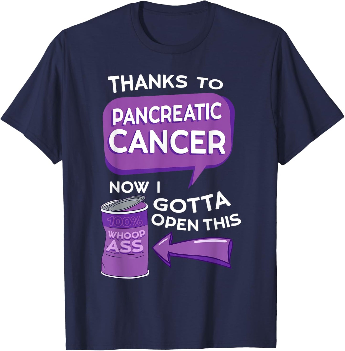 Pancreatic Cancer Awareness Adenocarcinoma Stomach Tumor T-Shirt - T-Shirt | Navy