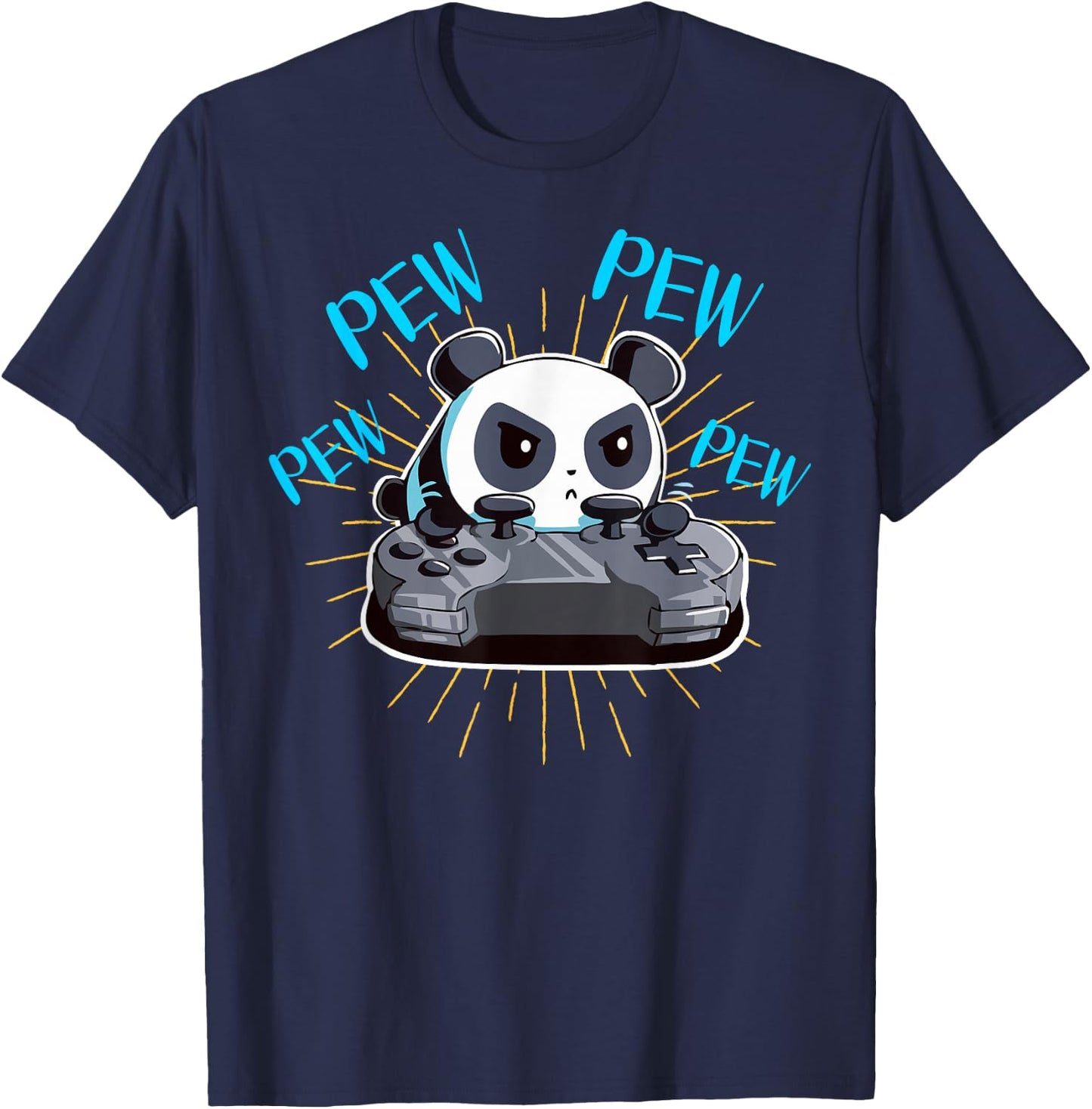 Funny Gamer Pew Pew Panda T-Shirt - T-Shirt | Navy