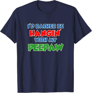 Kids I'd Rather Be Hanging With My Peepaw Grandson Granddaughter T-Shirt - T-Shirt | Navy