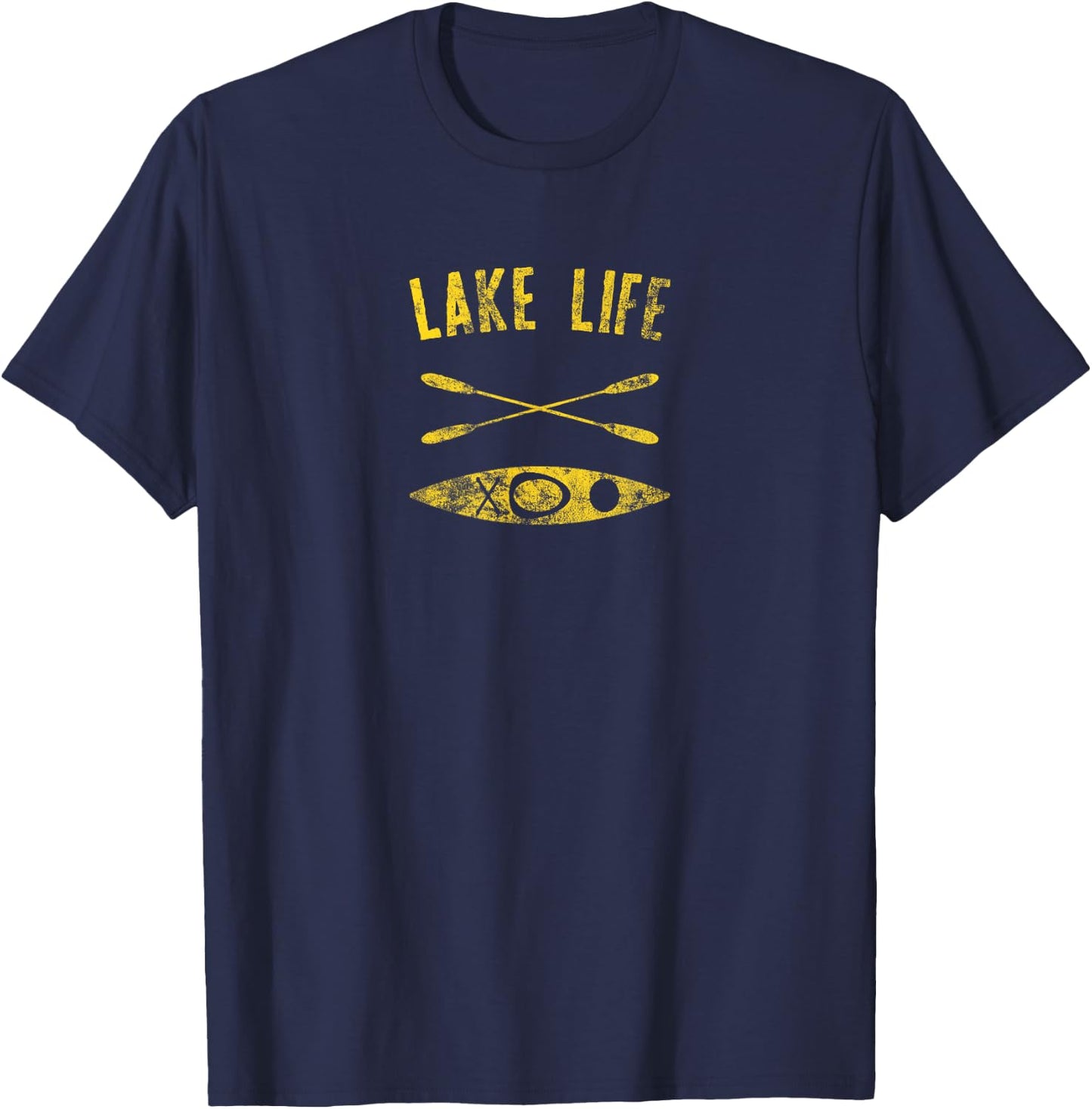 Lake Life Boater and Kayak Distressed Graphic T-Shirt - T-Shirt | Navy