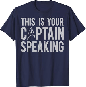 Star Trek This Is Your Captain Speaking Text Poster T-Shirt - T-Shirt | Navy