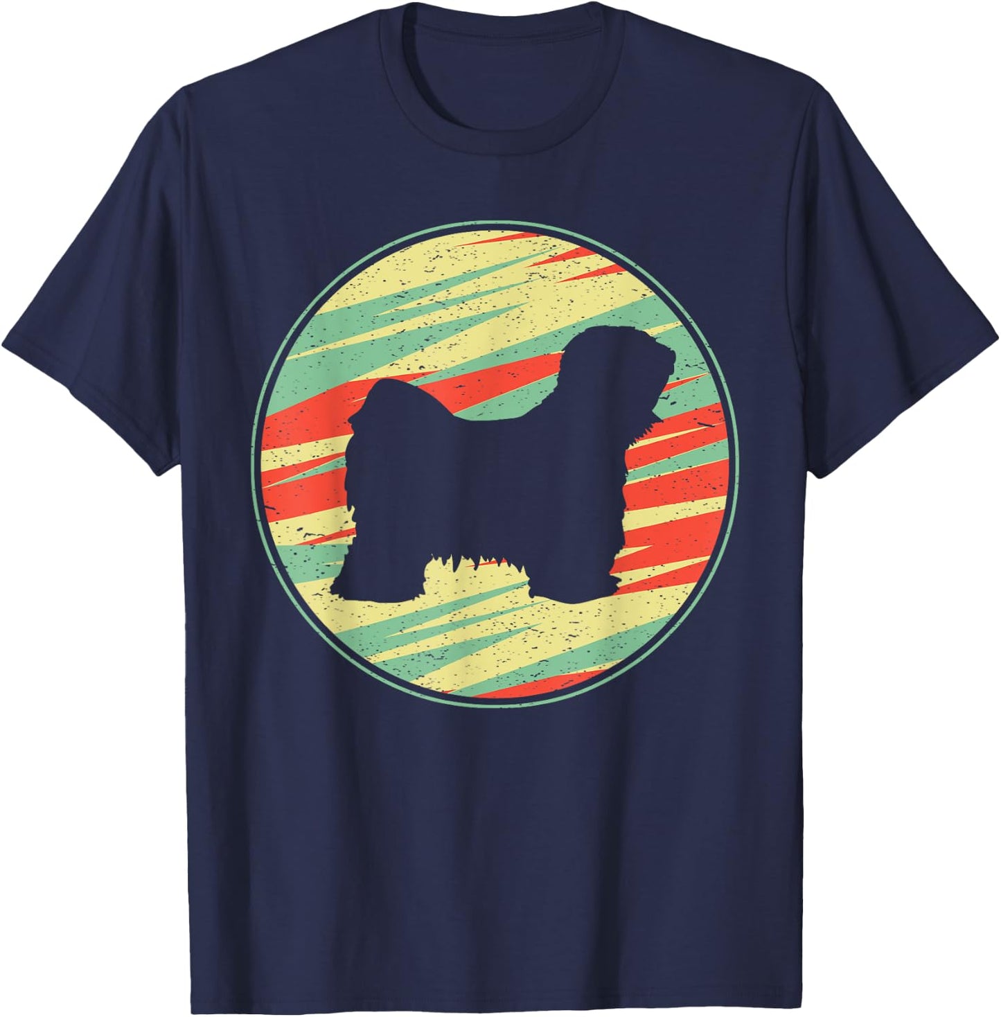Tibetan Terrier Retro Vintage Silhouette Cute Dog Gift Men Women Kids T-Shirt - T-Shirt | Navy