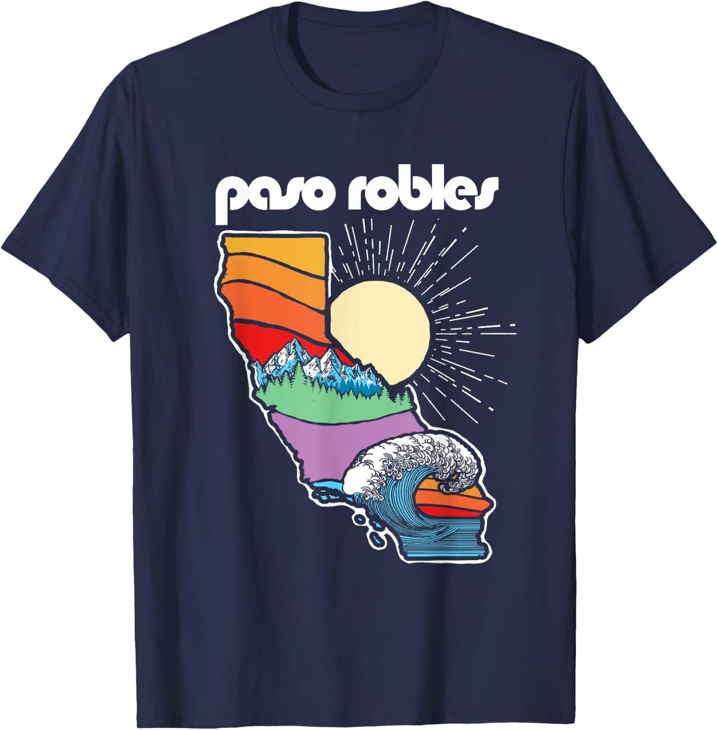 Paso Robles California Outdoors Retro Nature Graphic T-Shirt - T-Shirt | Navy