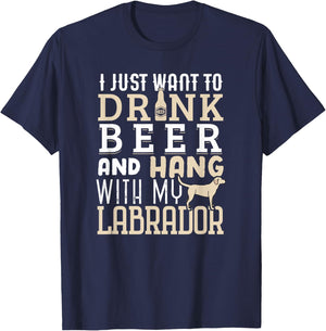 Funny Labrador Dad Shirt Father's Day Lab Retriever & Beer Women T-Shirt - T-Shirt | Navy