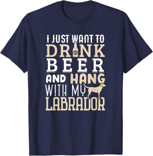 Funny Labrador Dad Shirt Father's Day Lab Retriever & Beer Women T-Shirt - T-Shirt | Navy