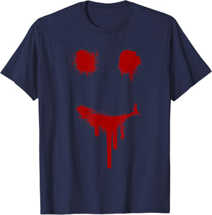 Bloody Halloween Costume I Blood Splatter Smile T-Shirt - T-Shirt | Navy