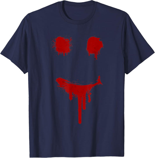 Bloody Halloween Costume I Blood Splatter Smile T-Shirt - T-Shirt | Navy
