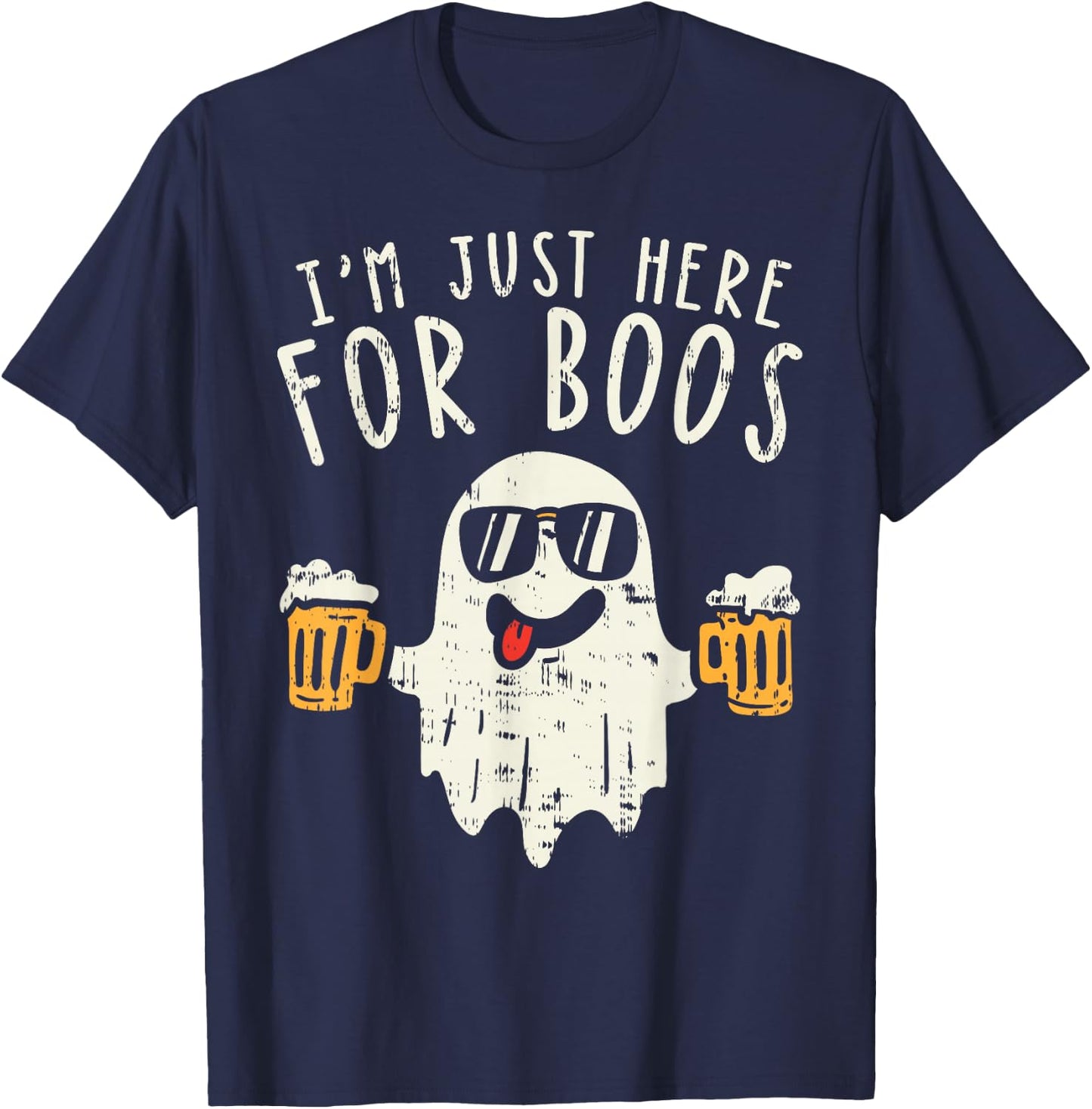 Im Just Here For The Boos Ghost Halloween Costume Beer Lover T-Shirt - T-Shirt | Navy