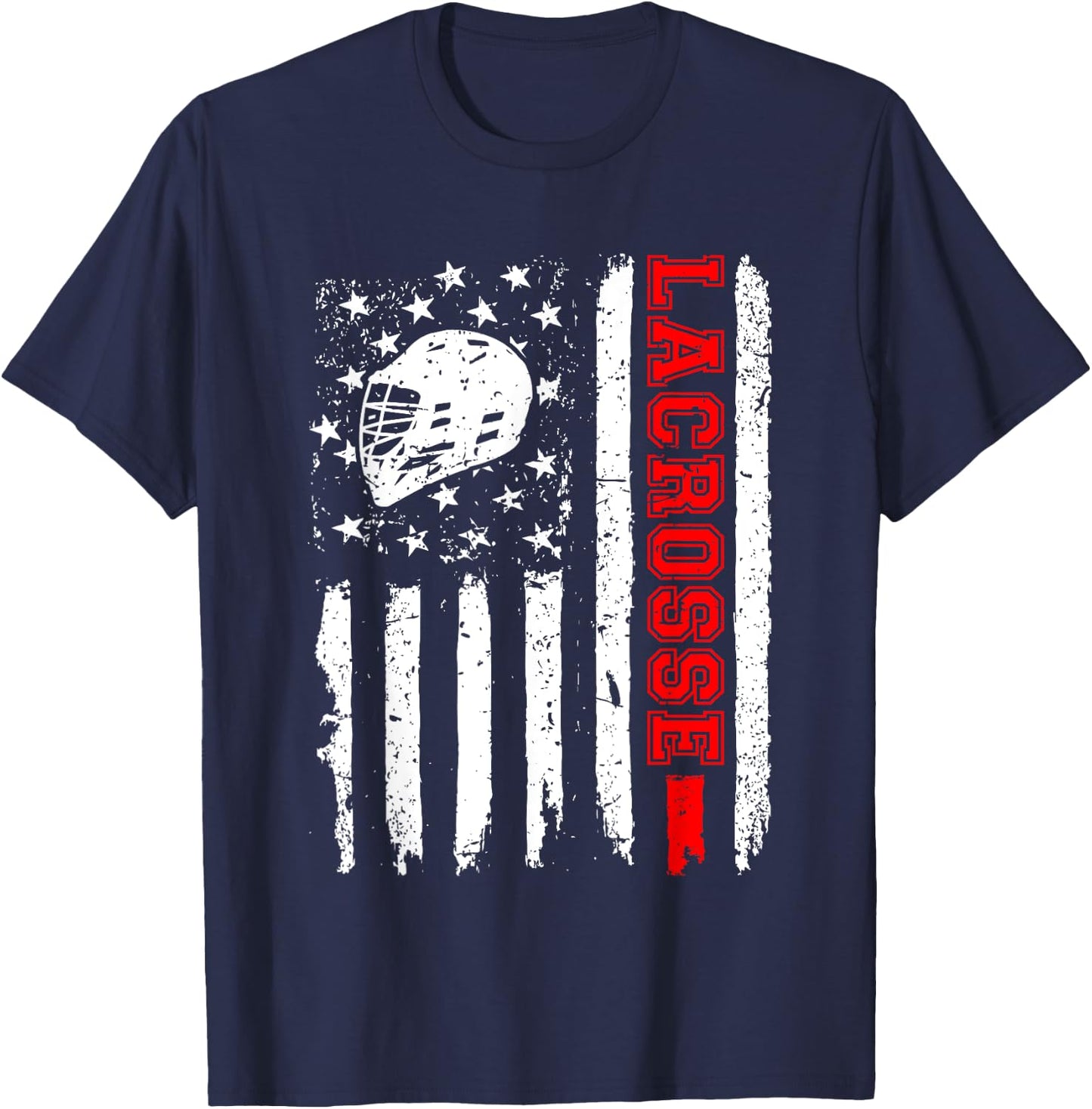 Lacrosse American Flag Distressed T-Shirt - T-Shirt | Navy