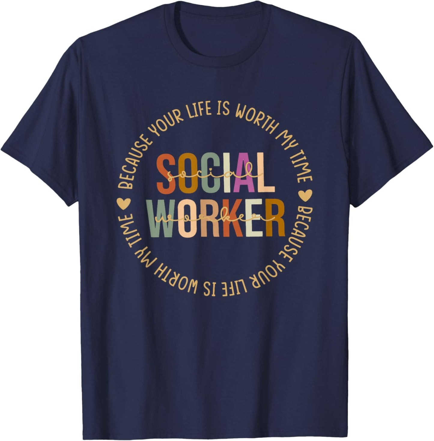 Advocate Support Empower Social Worker Social Work Month T-Shirt - T-Shirt | Navy