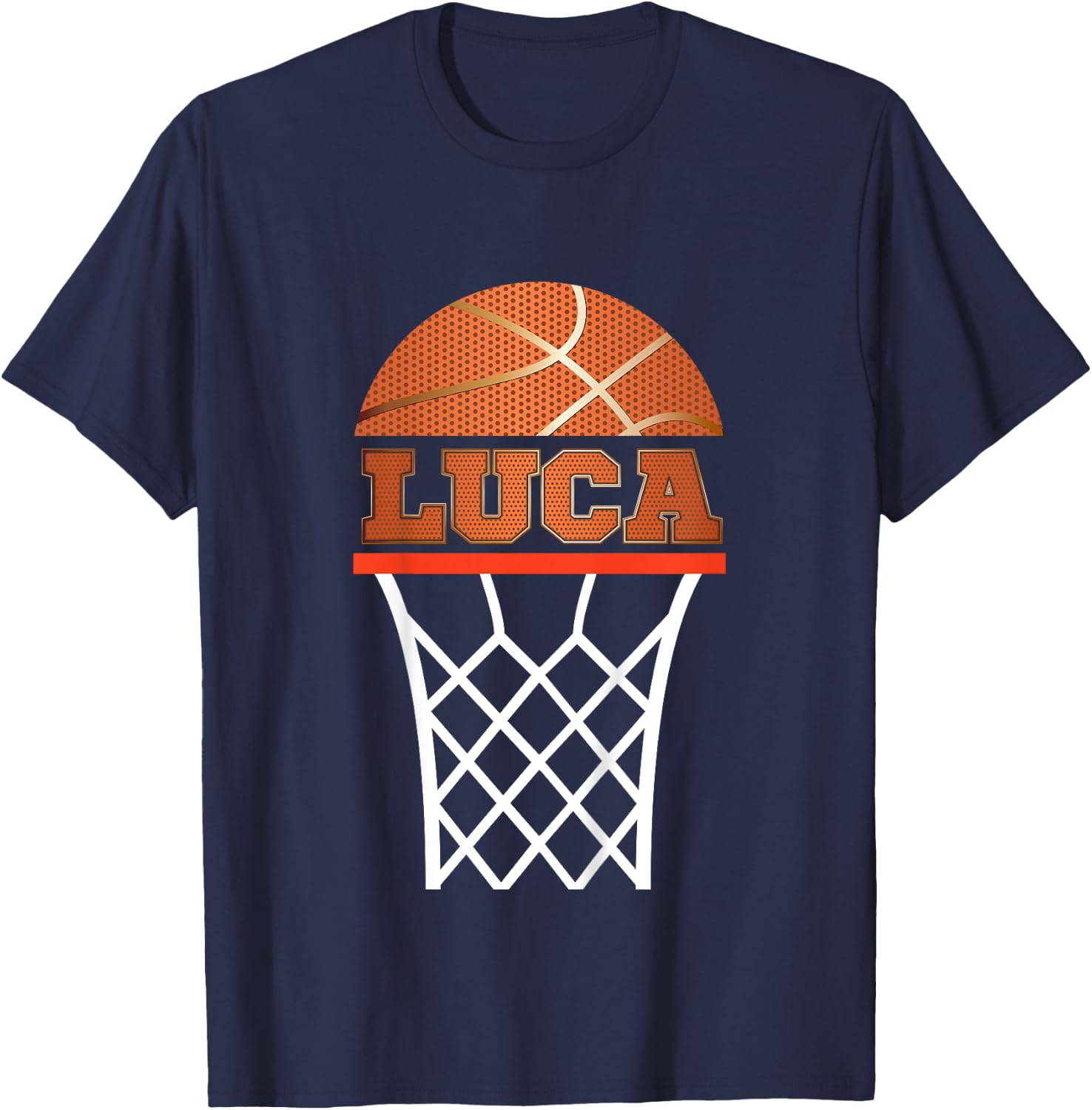 Basketball Shirt | Custom Name Luca Youth Graphic Apparels T-Shirt - T-Shirt | Navy