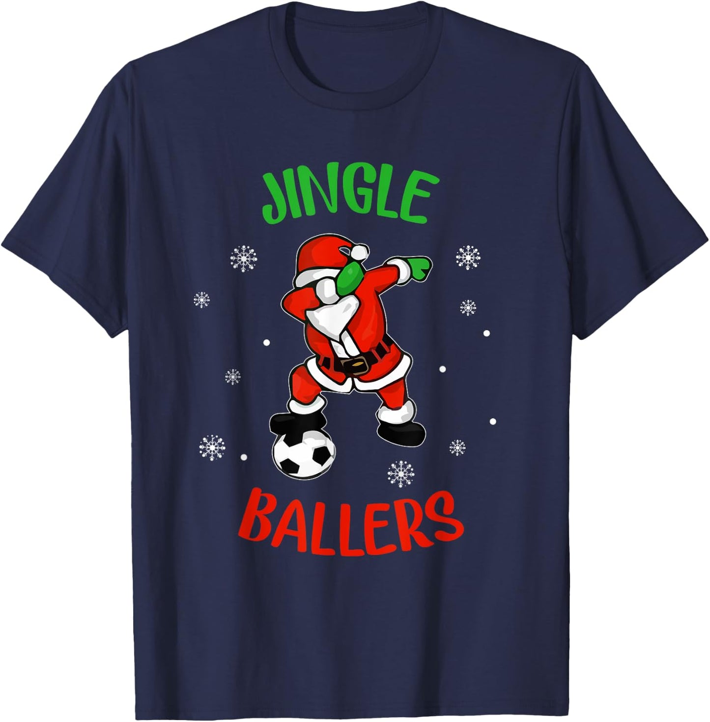 Jingle Ballers Christmas Soccer Santa Football T-Shirt - T-Shirt | Navy