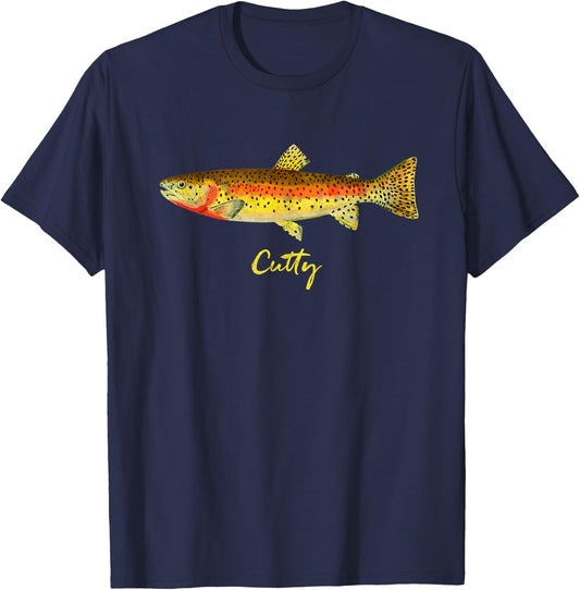 Retro Cutthroat Trout Vintage Fly Fishing T-Shirt - T-Shirt | Navy