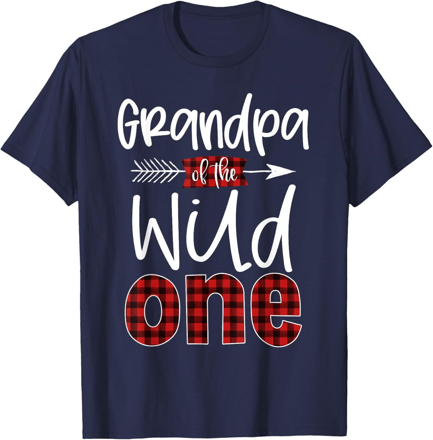 Grandpa of the Wild One Shirt Plaid Lumberjack 1st Birthday T-Shirt - T-Shirt | Navy