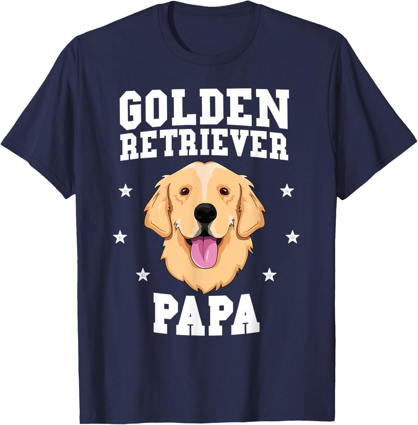 Golden Retriever Papa Father Fur Dad Dog Puppy Adopt Puppy Men Women Kids T-Shirt - T-Shirt | Navy