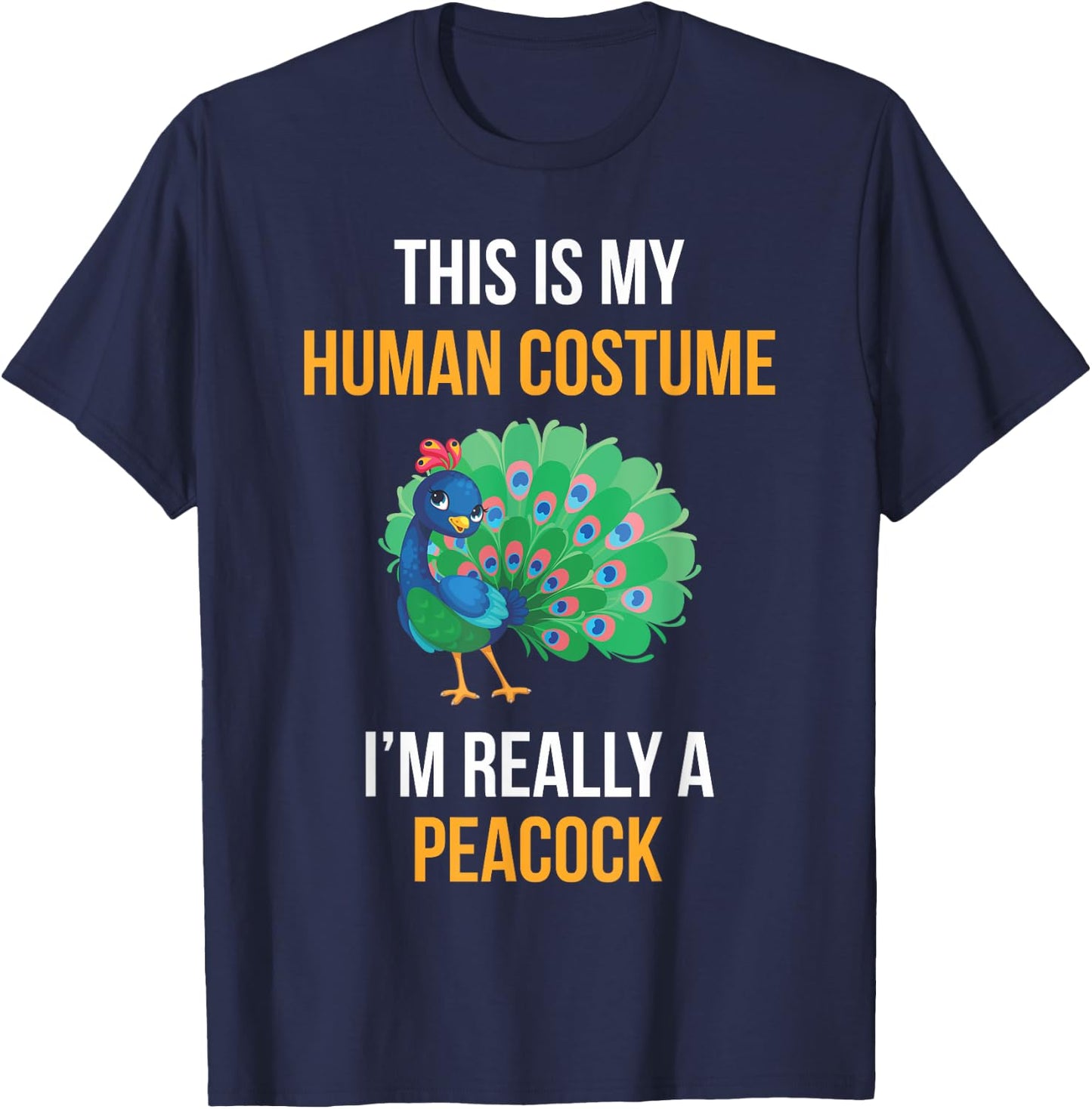 Funny Halloween Peacock Costume Shirt for Kids Women Men T-Shirt - T-Shirt | Navy