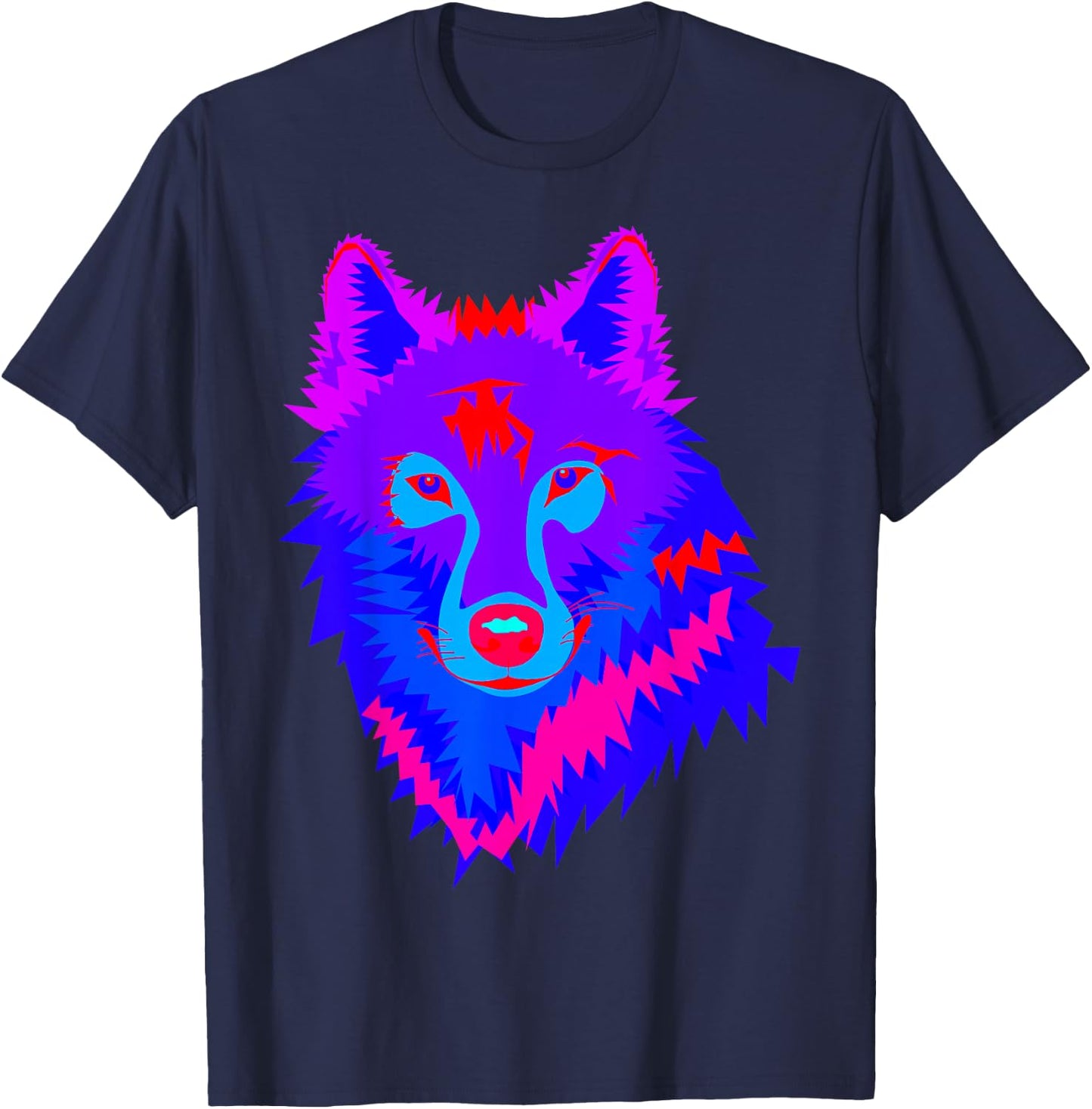 EDM Electronic Dance Music Techno Trippy Wolf Rave Shirt T-Shirt - T-Shirt | Navy