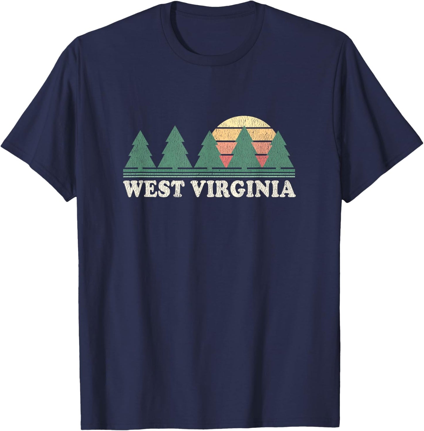 West Virginia WV Vintage Retro 70s T-Shirt - T-Shirt | Navy
