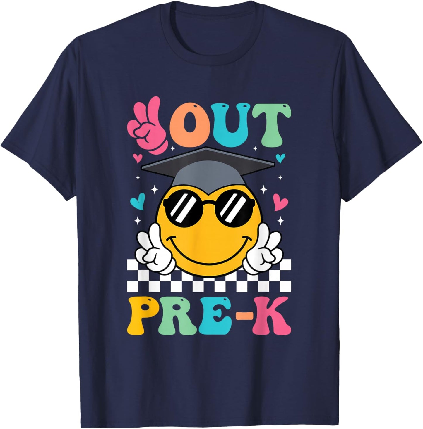 Peace Out Preschool Graduation Pre-K Last Day Of School T-Shirt - T-Shirt | Navy
