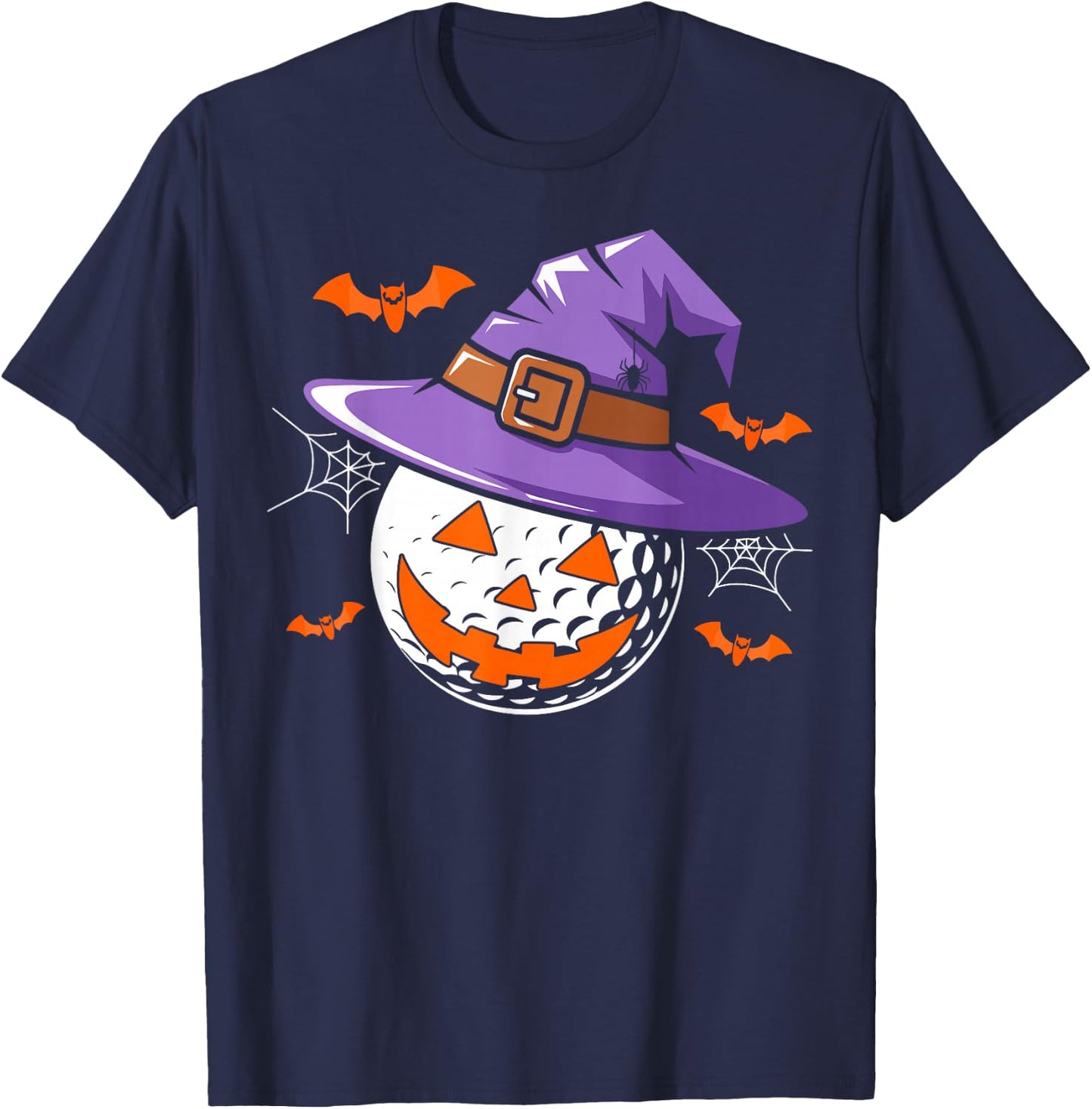 Halloween Golf Ball Witch Hat Pumpkin Spooky Bat Web Lover T-Shirt - T-Shirt | Navy