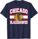 Chicago Blackhawks Stripe Black Officially Licensed T-Shirt - T-Shirt | Navy
