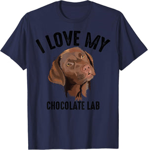 Cool I Love My Chocolate Lab | Funny Brown Labrador Pet Gift T-Shirt - T-Shirt | Navy
