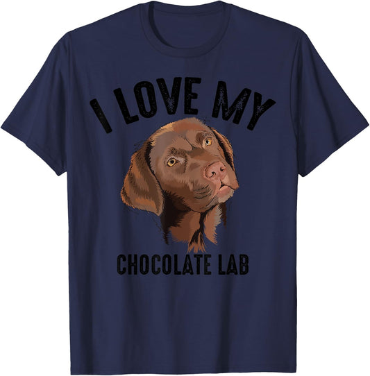 Cool I Love My Chocolate Lab | Funny Brown Labrador Pet Gift T-Shirt - T-Shirt | Navy
