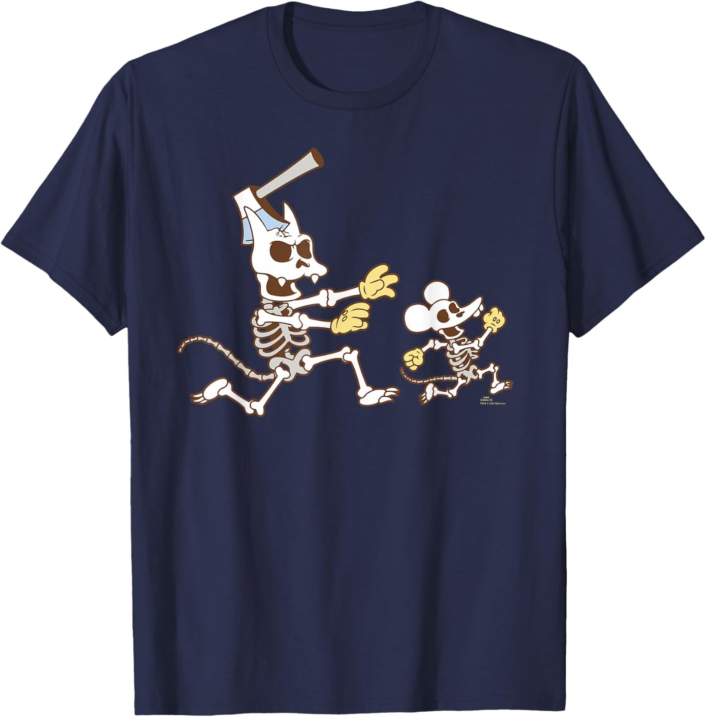 The Simpsons Halloween Itchy & Scratchy Skeleton Chase T-Shirt - T-Shirt | Navy