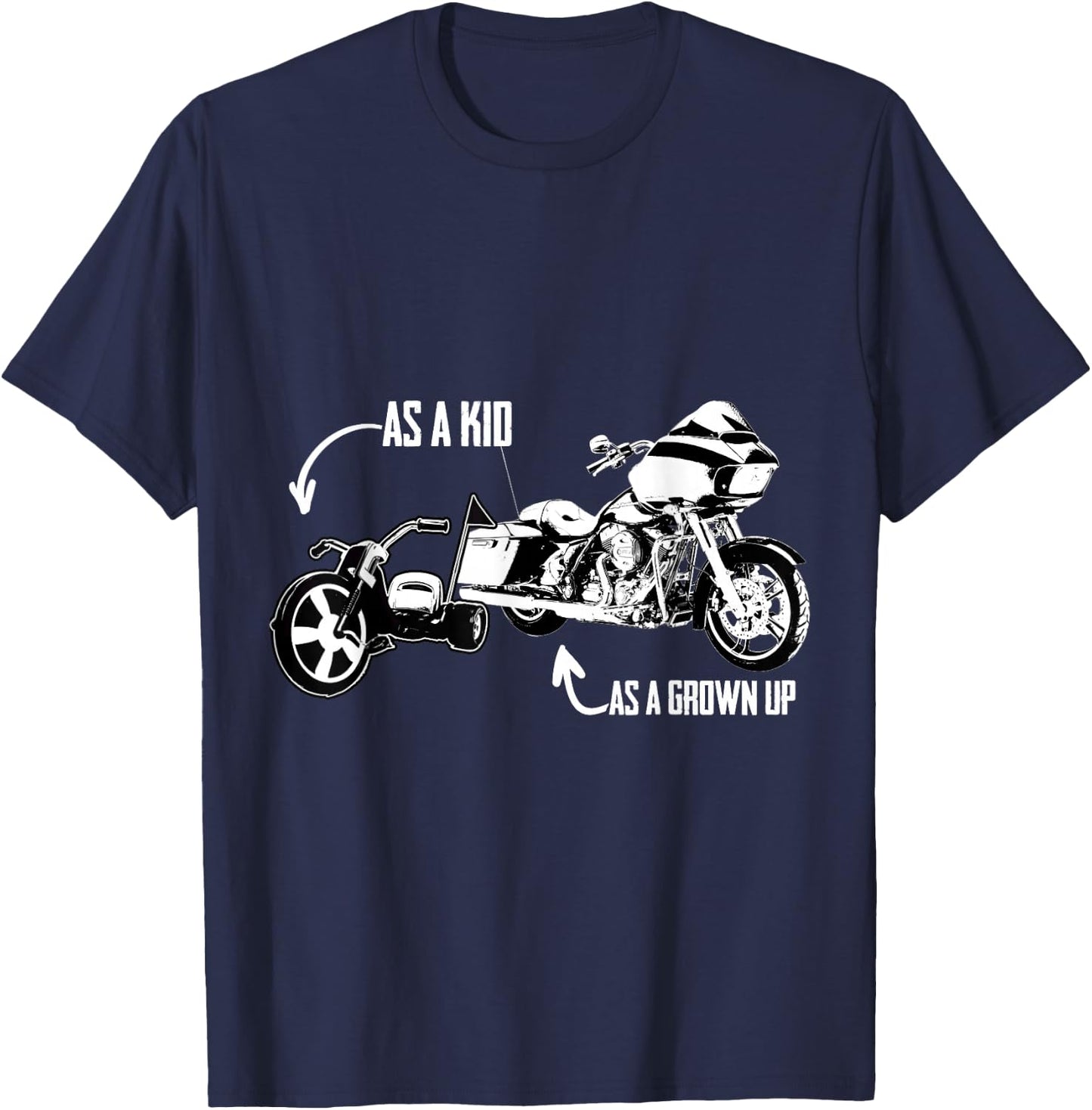 Men's Kid's Big Wheel Tricycle Road Glide Motorcycle Design T-Shirt - T-Shirt | Navy