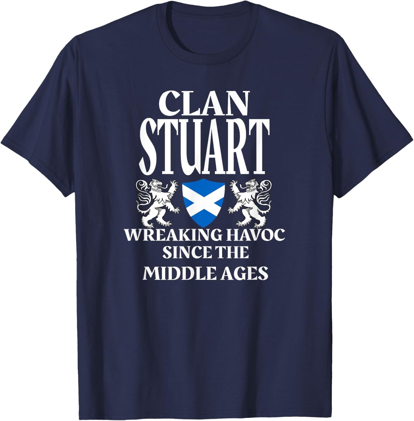 Stuart Scottish Family Clan Scotland Name Lion T-Shirt - T-Shirt | Navy
